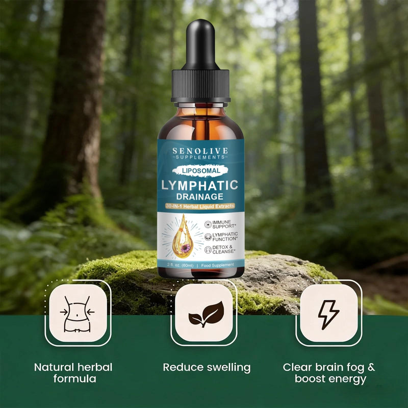 Liposomal Lymphatic Drainage Drops - 30 in 1 Organic Lymphatic Drainage Supplement with Burdock Root, Elderberry, Calendula, Cleavers Herb, Dandelion Supports Lymphatic Health, Vegan,Non-GMO, 60ml
