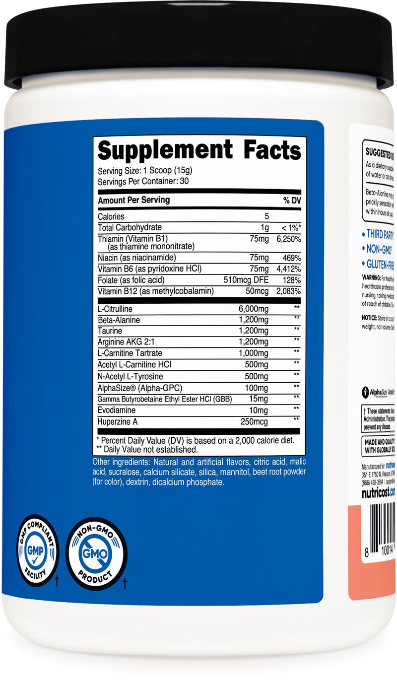 [Australia] - Nutricost Stim-Free Pre-Workout, 30 Servings (Pink Lemonade) - Caffeine Free, Stimulant Free, Non-GMO, Gluten Free Pink Lemonade 1.04 Pound (Pack of 1) 
