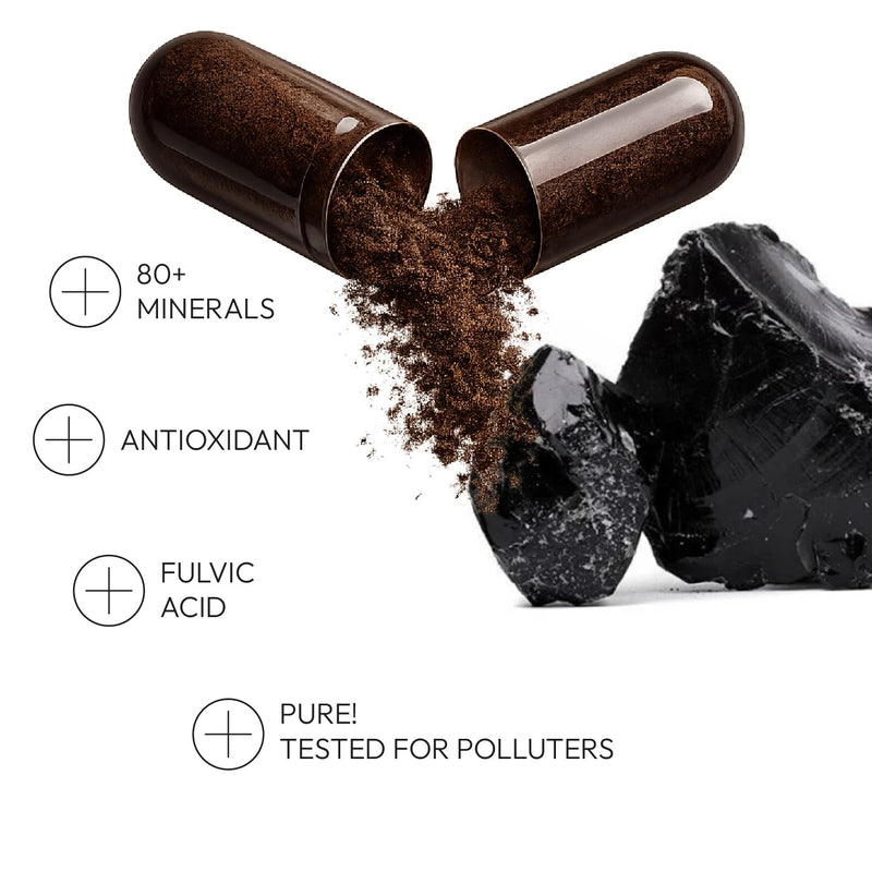 Himalayan Shilajit Capsules - 100% Pure and Natural, Tasteless - Rich in Trace Minerals, Iron, Fulvic and Humic Acid - Shilajit Supplement - 60 x 400mg