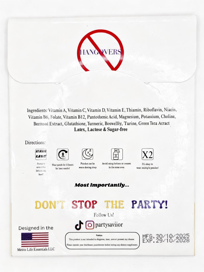 Patches | Hangover Patches, 30 Pack, Recovery Patches Hangover With Electrolytes And Organic Ingredients, Skin Friendly And Water Resistant, Latex Free, Travel Ready Nightlife Essentials