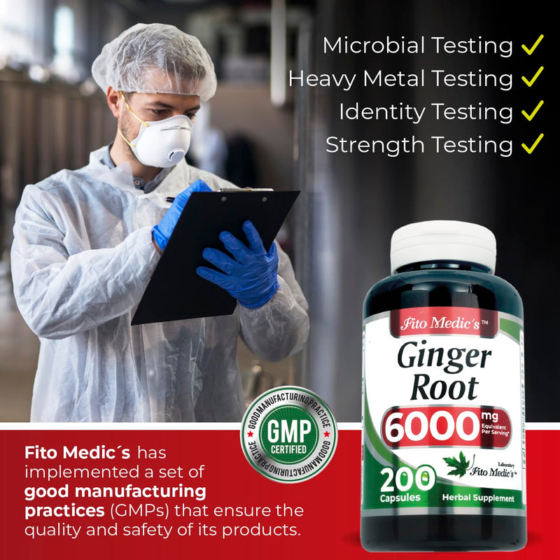 [Australia] - FITO MEDIC'S Lab | ginger | 6000 mg | 200 Caps | ginger root | ginger supplements | ginger capsules | organic ginger| Ultra high Absorption, s. 