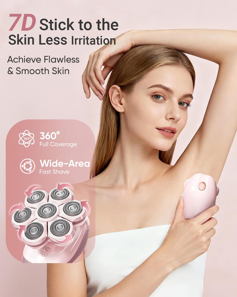 [Australia] - Electric Razors for Women: 2-in-1 Electric Shaver Trimmer for Ladies Flawless Legs & Full Body & Bikini - Waterproof Wet Dry Shaver w/LED Light & Travel Cap - Birthday Gifts for Wife Her 