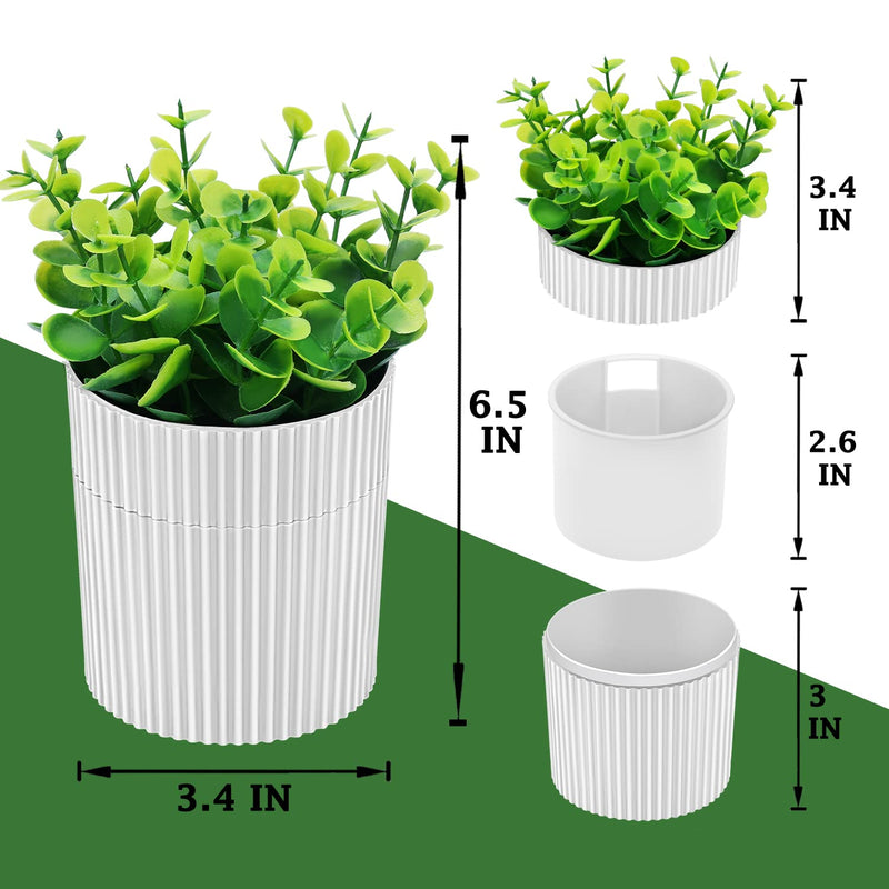 [Australia] - Denture Bath, Invisible Denture Case Designed As Artificial Eucalyptus Potted Plants, Denture Cup With Strainer For Retainer, Mouth Guard & Dentures, Perfect For Home Decoration… WHITE 
