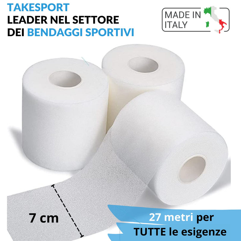 TS TAKESPORT – Sports Bandage, Sports Bandage, Sports Tape, Sport Tape, Sport Tape, Thin Polyurethane Foam Bandage, 7 cm (8 Rolls)