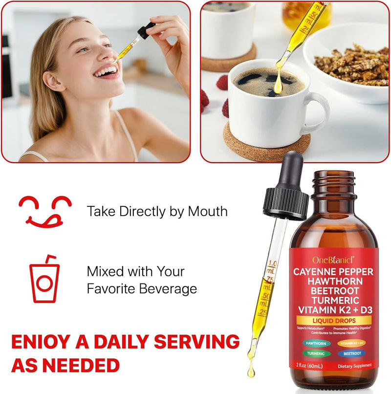 [Australia] - New Cayenne Pepper Drops, Cayenne Pepper Extract, Liquid Drops with Hawthorn Support for Blood Flow - 2 Bottles(60ml) 