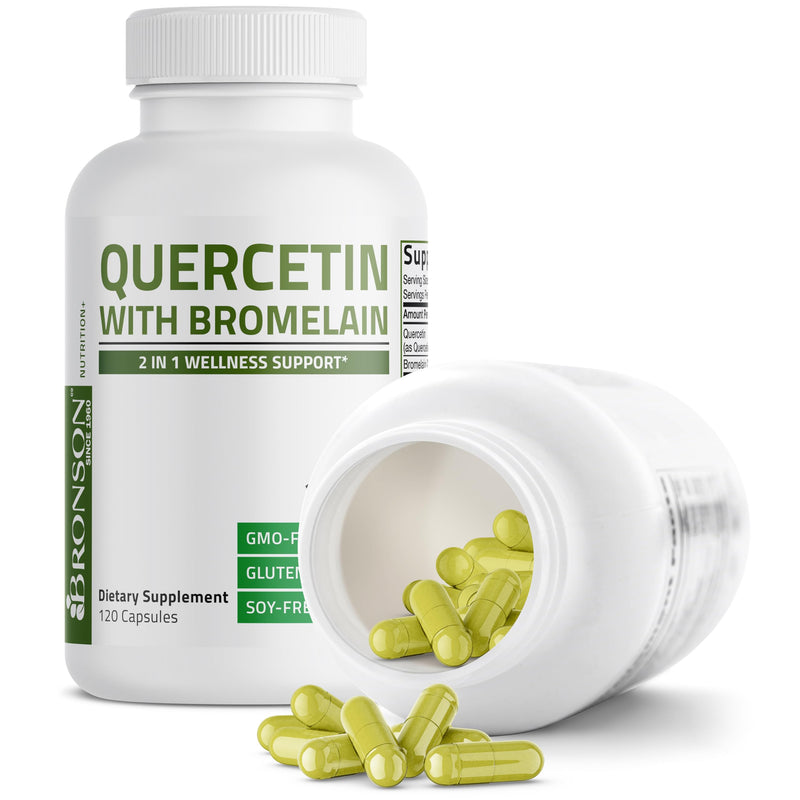 Bronson Quercetin with Bromelain 2-in-1 Wellness Support, 120 Capsules | Antioxidant & Immune Support, Non-GMO, Gluten-Free & Soy-Free 120 Count (Pack of 1)