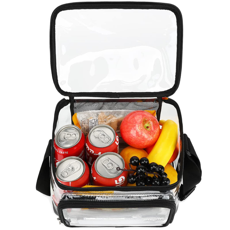 [Australia] - FlowFly Clear Lunch Bag Adult Large Heavy Duty Transparent Stadium Approved Lunch Box for Women and Men with Adjustable Shoulder Strap, Front Zipper Pocket, Clear 