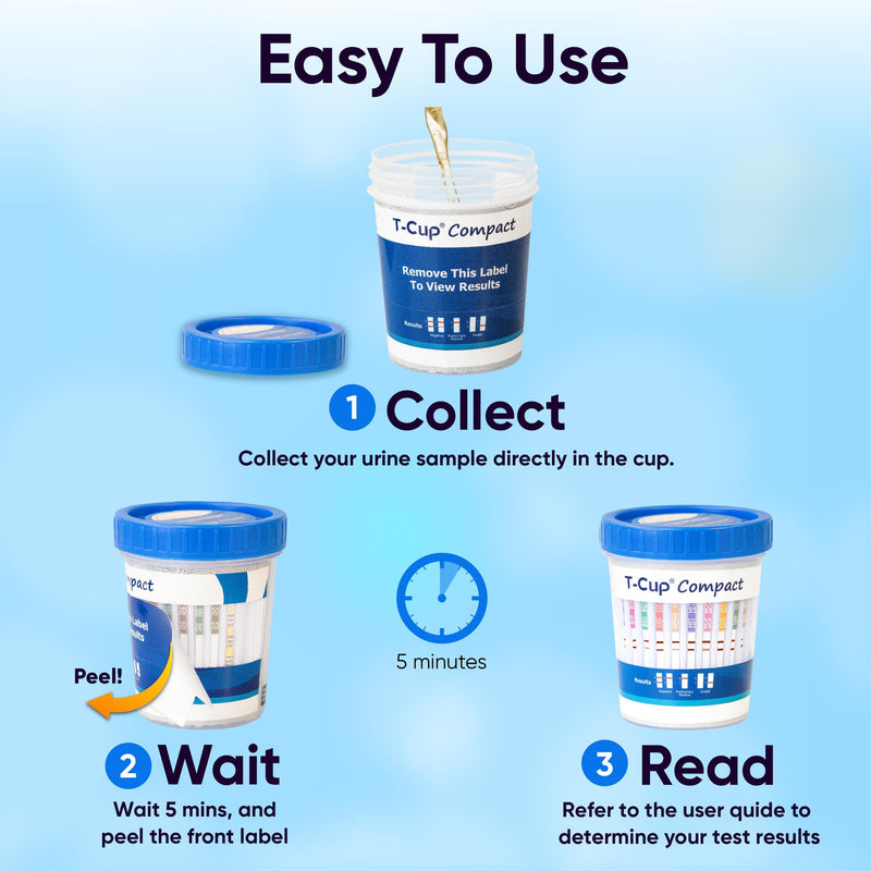 [Australia] - Prime Screen-5 Panel Multi Drug Urine Test Cup (AMP,COC,mAMP/MET,OPI,THC) T-Cup -[5 Pack]-TDOA-254 