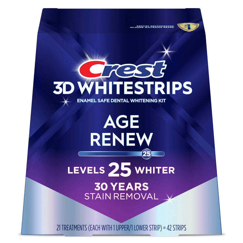 3DWhitestrips Age Renew At-Home Teeth Whitening Kit, 21 Treatments, 25 Levels Whiter, Removes 30 Years of Stains 42 Count (Pack of 1)