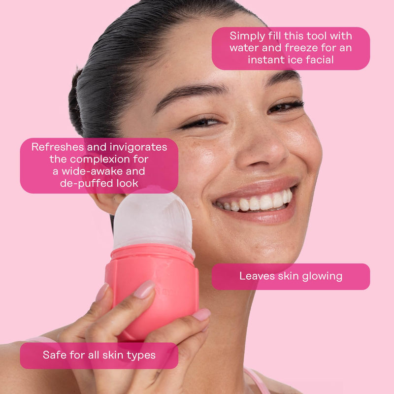 SKIN GYM Cryoroll Ice Roller - Face Ice Mold for Depuffing, Minimize Pores & Glowing Skin, Ice Cube Facial Roller for Face and Body, Ice Roller for Cold Therapy at-Home, Large/Body Size Pink Large / Body Size