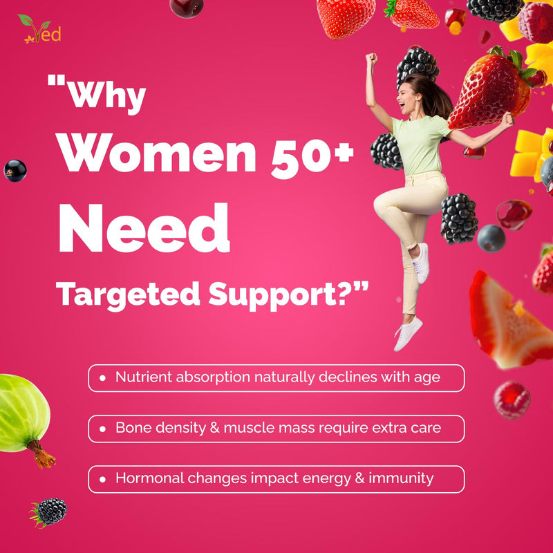 Ved Woman 50 Plus Liquid Multivitamin Supplement for Women, 500 ml- Immune Boosting - Contains, -149 Vitamins & Minerals, Vitamin C, Vitamin D, B12 for Women Health, 33 Days Supply.