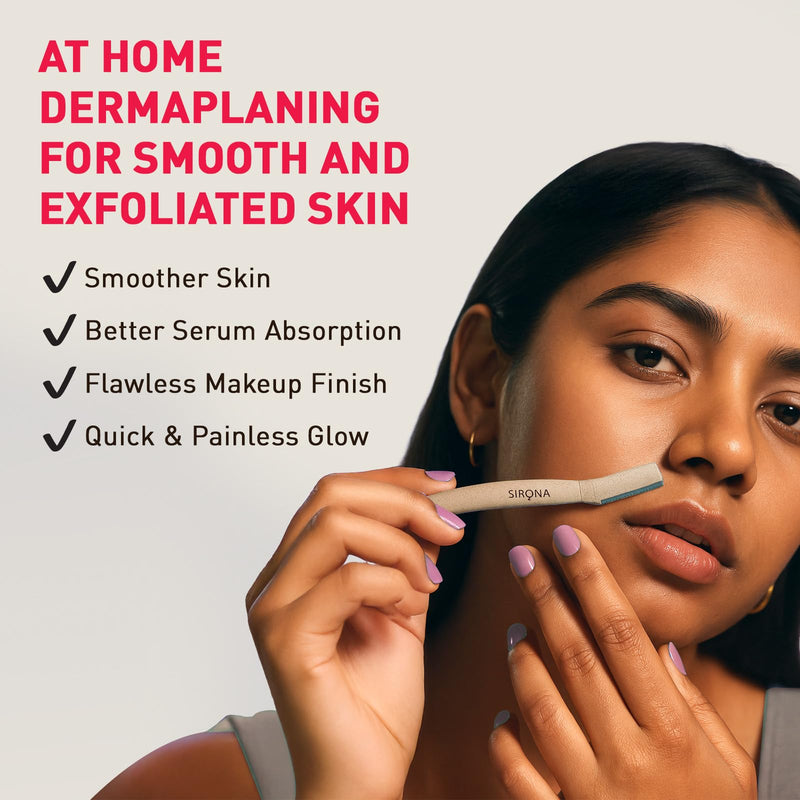 [Australia] - Sirona Blink & Glow Dermaplaning Razor for Women | Eyebrow Face Razor for Peach Fuzz & Precision Touch-Ups | Eyebrow & Facial Razor with Safety Cover - Pack of 3 3 Razors 