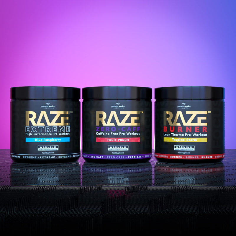 Protein Works - Raze Extreme Pre Workout | Creatine, Caffeine & Beta Alanine | Energy Drink | Tropical Fruit Punch | 30 Servings
