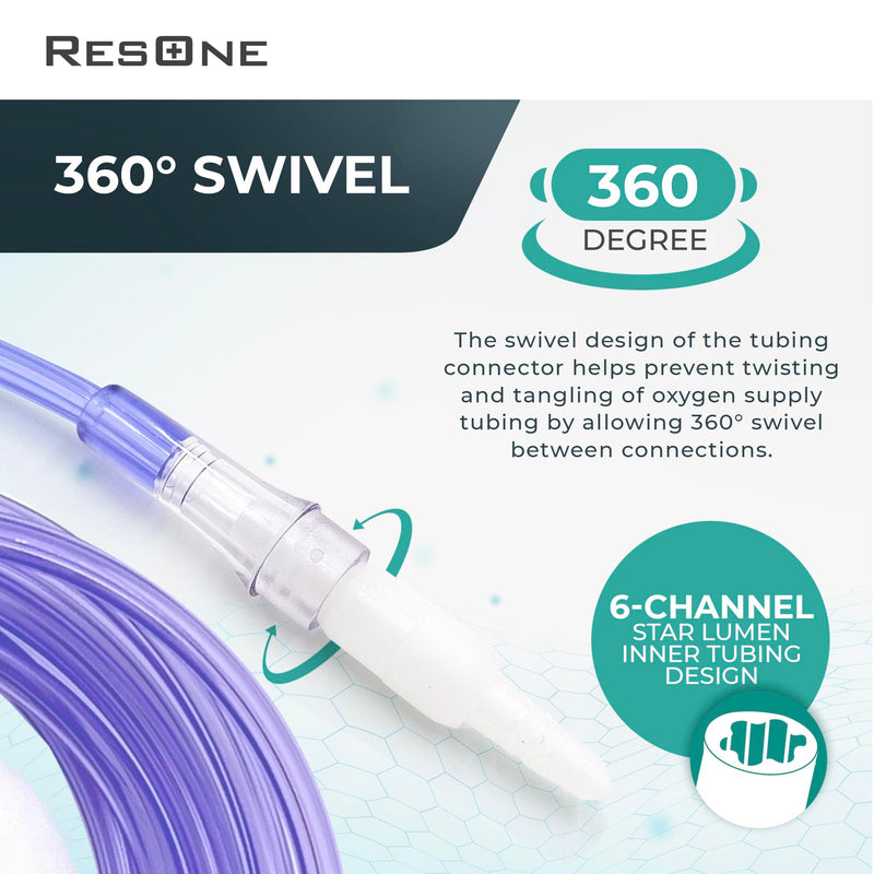 [Australia] - ResOne 2pk 50Ft Oxygen Supply Tubing - Swivel Connectors, Crush Resistant - 360 Degree Rotation, for Nasal Cannulas, Cannula Nasal Tubing, Oxygen Concentrator - Purple 
