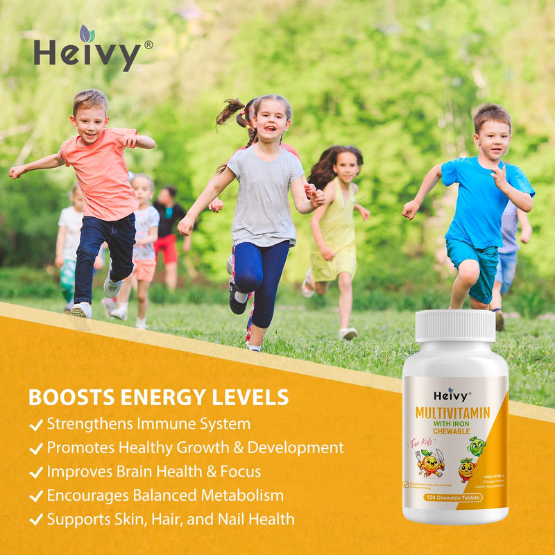 [Australia] - New Children Multivitamin Chewable - 120 Tablets for Bone, Eye, and Vitamin Health - Supports Growth and Development with Vitamin D3, C & B-Complex 