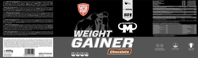 [Australia] - Mammut Nutrition Crash Weight Gainer Powder Chocolate - 4.5 kg - 518 kcal/shake for weight gain - 80% carbohydrates - 4-component protein - Ideal for endurance and competitive athletes Chocolate 50 portions (pack of 1) 