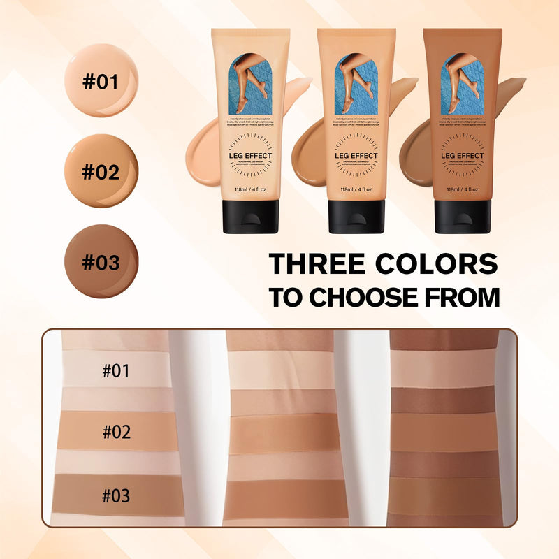 [Australia] - Leg Makeup Waterproof with Brush, No Transfer Body Makeup for Legs Full Coverage Waterproof Concealer, Scar & Tattoo Cover Up for All Skin Tones, Long Lasting Makeup (#02) #02 