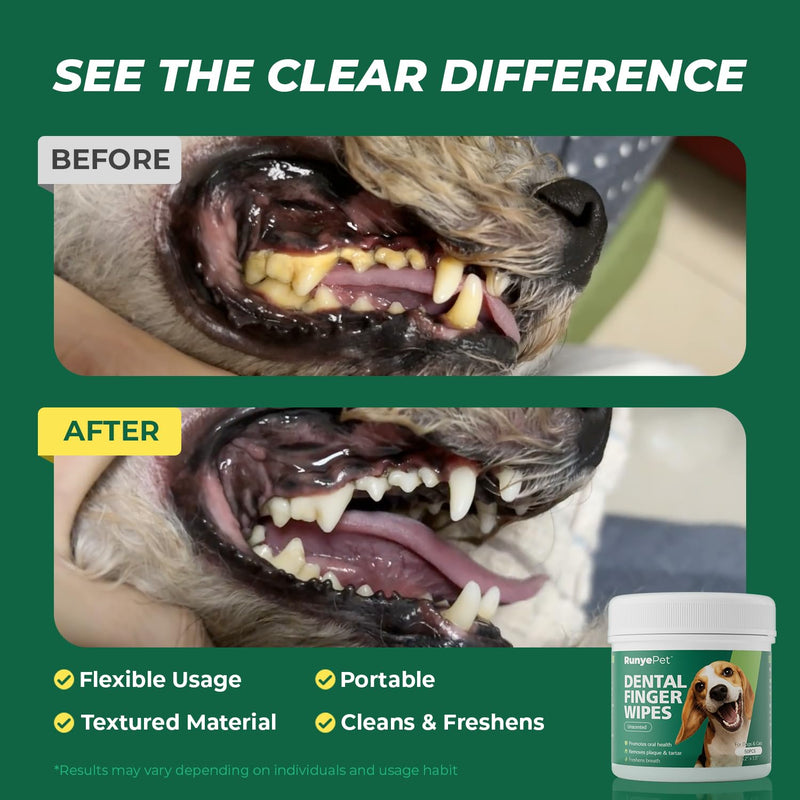 [Australia] - Pet Dental Finger Wipes for Dog & Cats, Remove Bad Breath by Removing Plaque and Tartar Buildup No-Rinse Dog Finger Toothbrush, Disposable Gentle Cleaning & Gum Care Pet Wipes, 50 Counts 50 Ct Finger Wipes 50ct 