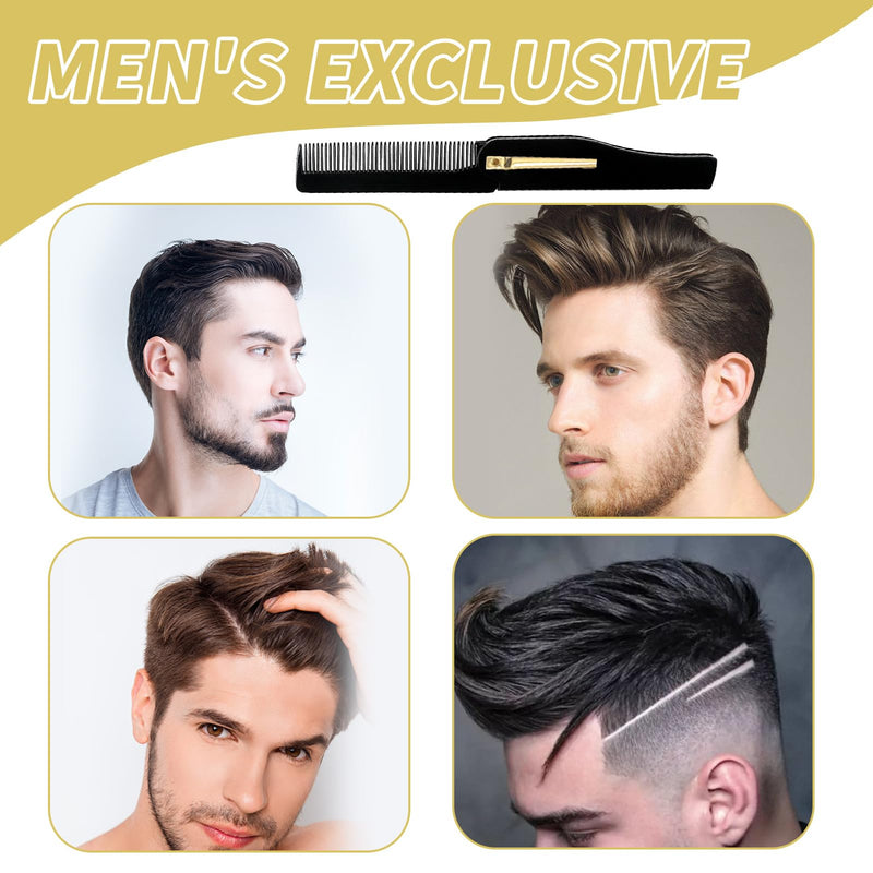 [Australia] - Pack of 2 men's folding comb, folding comb for men, foldable hair and beard comb, portable mini folding comb, anti-static pocket comb for beard and hair care, ideal for travel and everyday life 