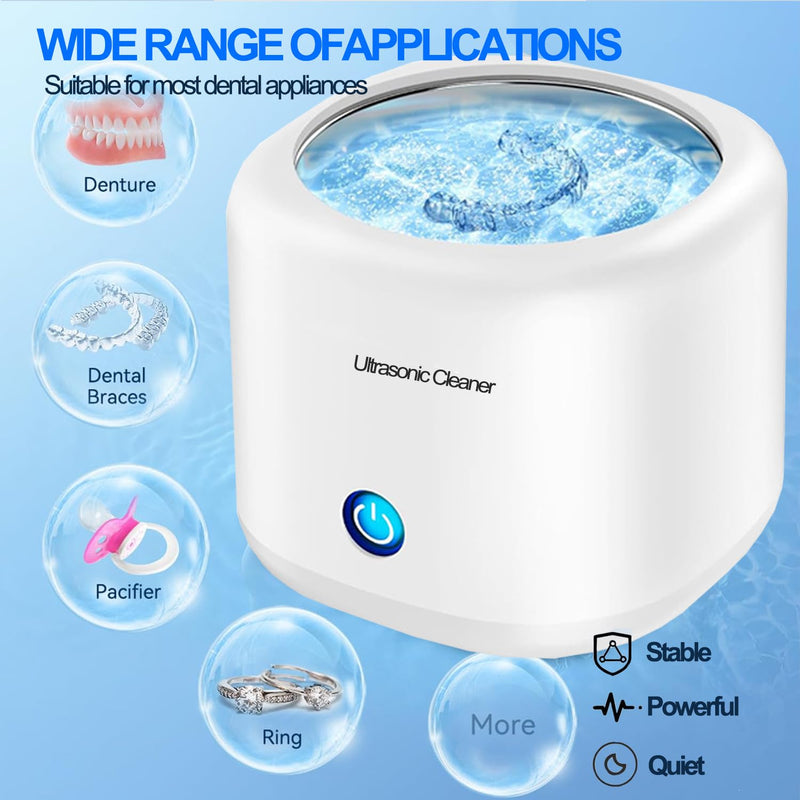[Australia] - Ultrasonic Cleaner, 43000Hz Ultrasonic Glasses Cleaner, 2 Time Modes Ultrasonic Cleaner 360° Deep Cleaning for Cleaning Jewelry, Dentures, Watches, Glasses, Rings, Necklaces White 