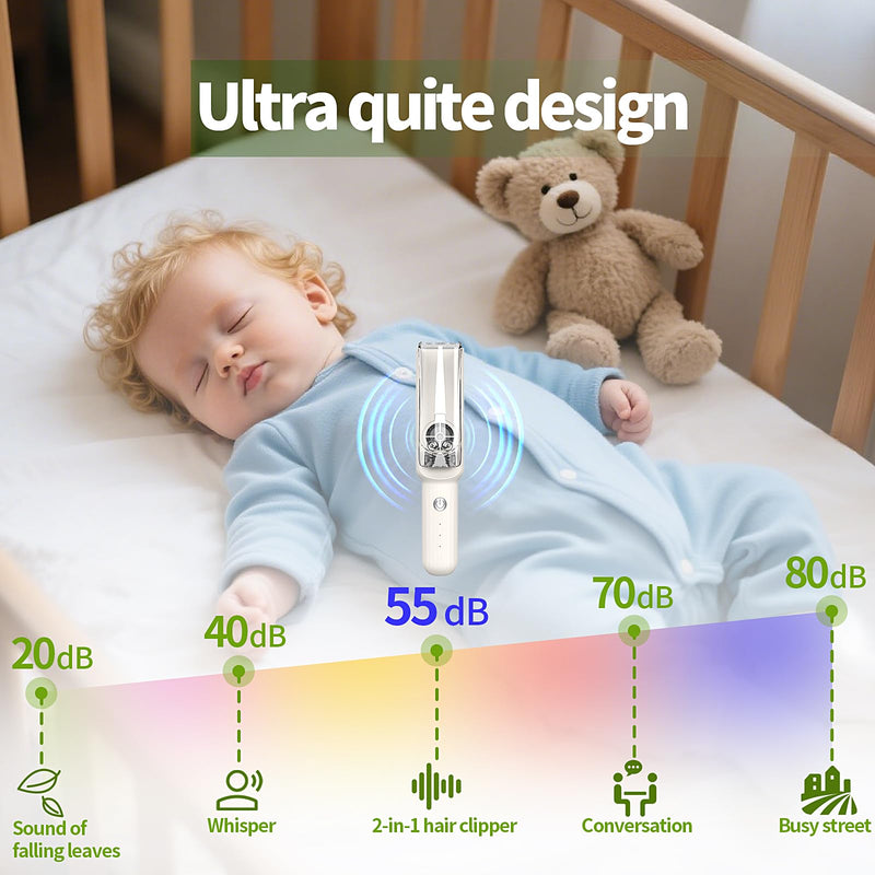 [Australia] - Baby Hair Clippers & Kids Hair Trimmer, Cordless Vacuum Hair Cutter, Ultra Quiet Electric Hair cutterfor Infant Toddler Boys & Girls (White) White 