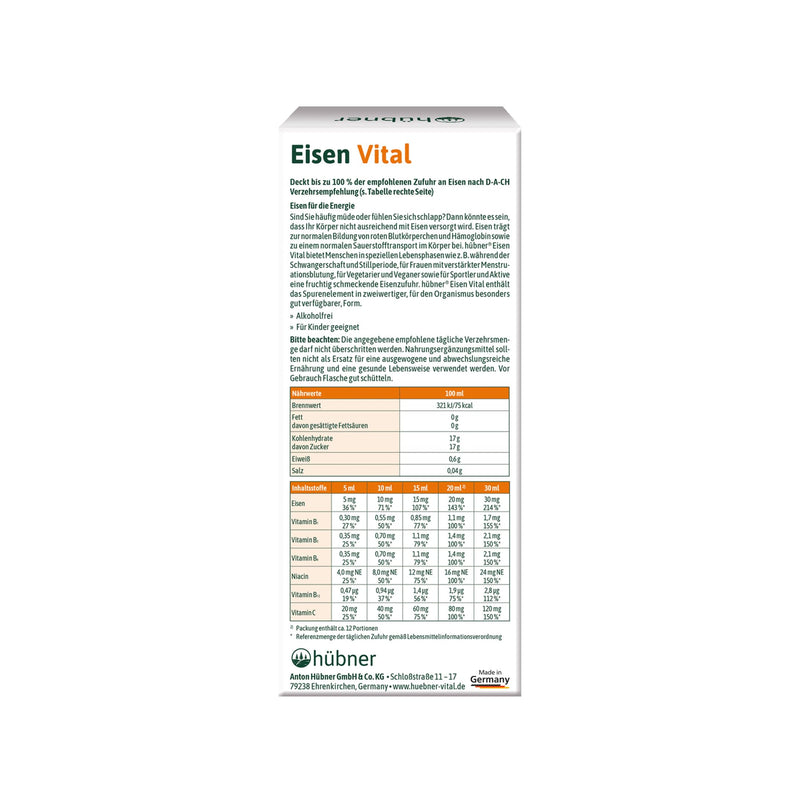 [Australia] - hübner Eisen Vital® F iron liquid drinking juice 500 ml 