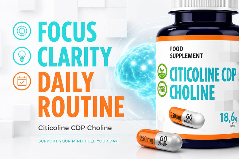 Hepatica Citicoline (CDP-Choline) 250mg | Source of Choline | 60 Vegan Capsules | 2-Month Supply | 3rd Party Lab Tested