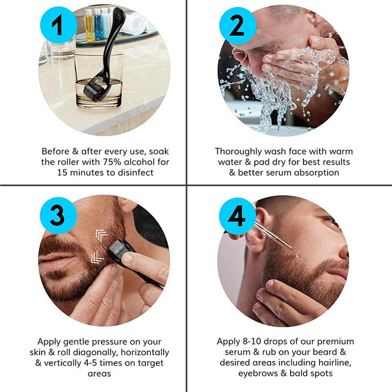 [Australia] - OCHILIMA Beard Growth Kit, 0.5mm Derma Roller/Beard Oil for Facial Hair Growth, for Men and Dads, Grooming Tool to Grow a Beard - Facilitates New and Old Hair Growth 2 Piece Set 