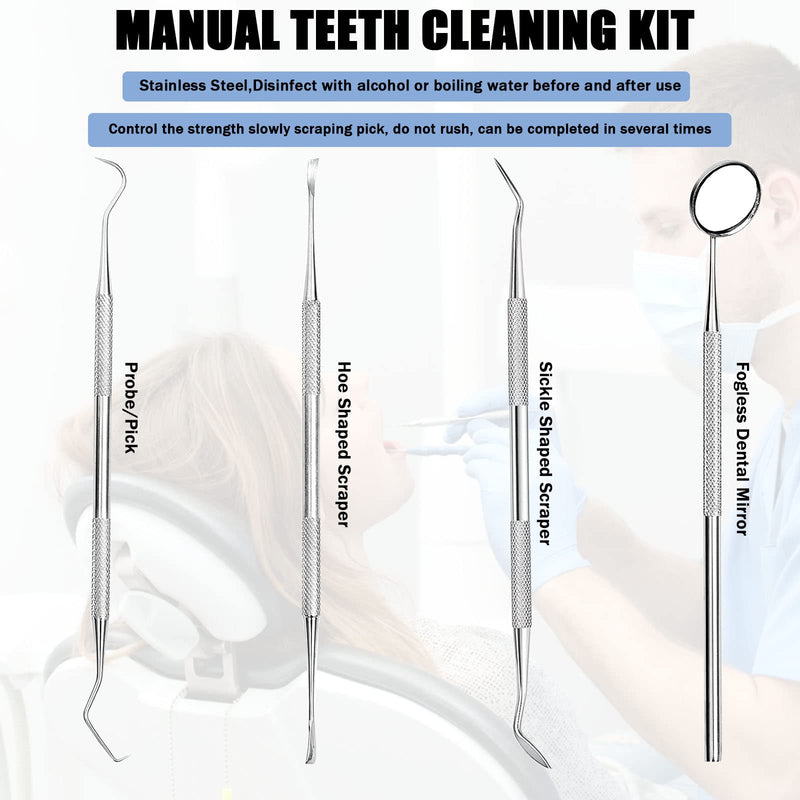 [Australia] - Dental Tools, Electric Tooth Polisher & Manual Teeth Cleaning Kit for Cleaning and Polishing of Tooth, All in One for Total Tooth Care, Removing Stains and Tartar & Brighten and Polish Teeth Black 