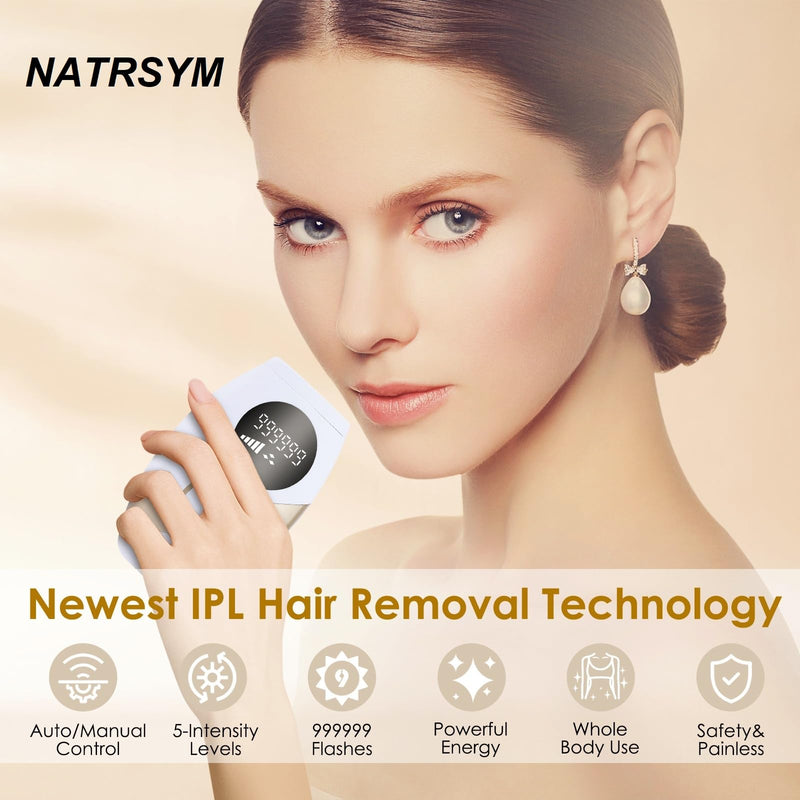 [Australia] - IPL Laser Hair Removal Device at-Home for Women Men NATRSYM Painless Permanent Facial Upper Lip Bikini Line Armpits Back Legs Arms Face Back Whole Body Remover JZF 