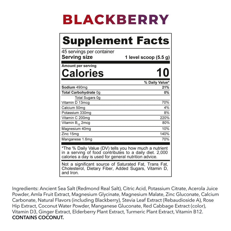 REDMOND Re-Lyte Immunity, Multivitamin Supplement Mix (BlackBerry)