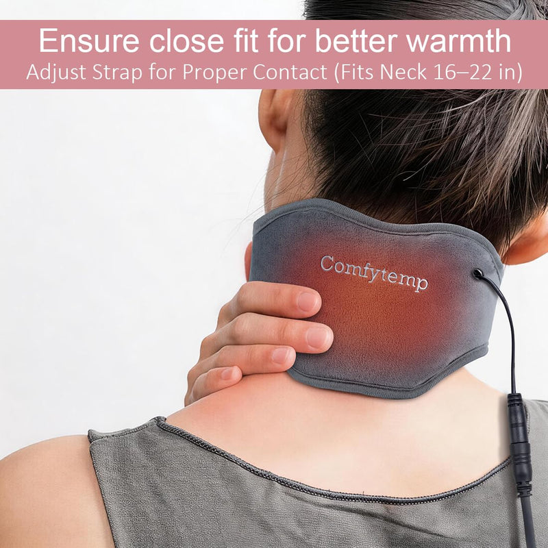 Neck Heating Pad, USB Wearable Heating Pad, Heated Neck Wrap for Warmth | 3 Heat Auto-Off, Electric Thermal Brace, Small USB Warmer for Daily Use, Gift for Women Grandma, 16"-22"