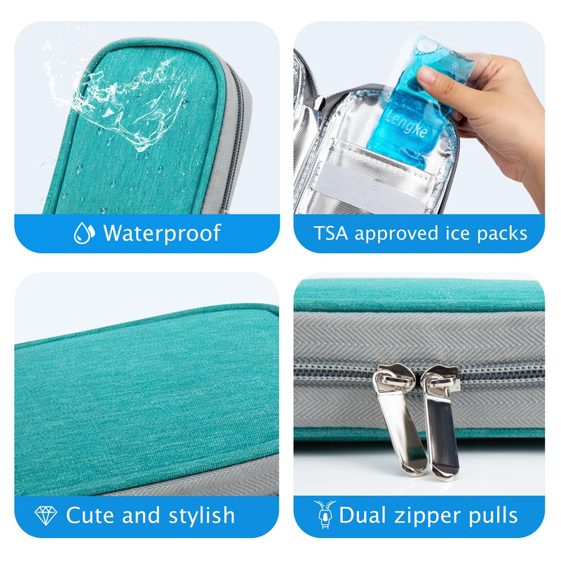 [Australia] - YOUSHARES Insulin Cooler Travel Case TSA Approved Medication Diabetic Supplies Cooler For Travel Refrigerated Medicine Organizer Bag With 2 Ice Pack Green 