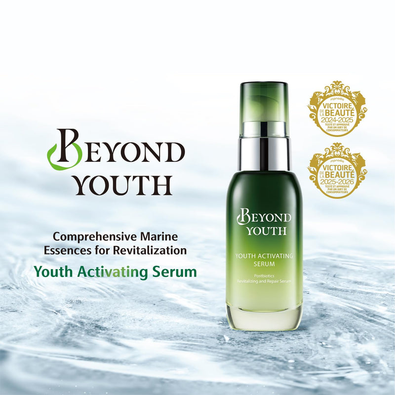 BEYOND YOUTH Youth Activating Serum - Revitalizing & Repair for Dry & Sensitive Skin with Bifida Ferment Lysate, 7 Postbiotics, Vitamin B5 & 6 Seaweed Extracts to Preserve Youthful Skin - 35 ml