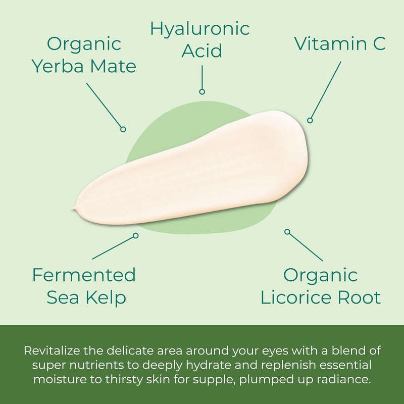 Sea-El Miracle Sea Kelp Eye Cream Hydrating & Correcting Yerba Mate Caffeine & Hyaluronic Acid for Dark Circles Bags & Puffiness - Daily Anti Aging Moisturizer for Women & Men, Vegan - 1 Oz