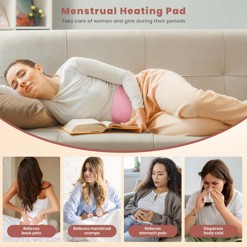 [Australia] - Period Heat Belt, Nalezuns Portable Heating Belt Heat Belt with 3 Heat Levels, USB Rechargeable Washable Electric Heating Pad for Pain Relief During Back, Abdomen/Stomach (Pink) Pink 