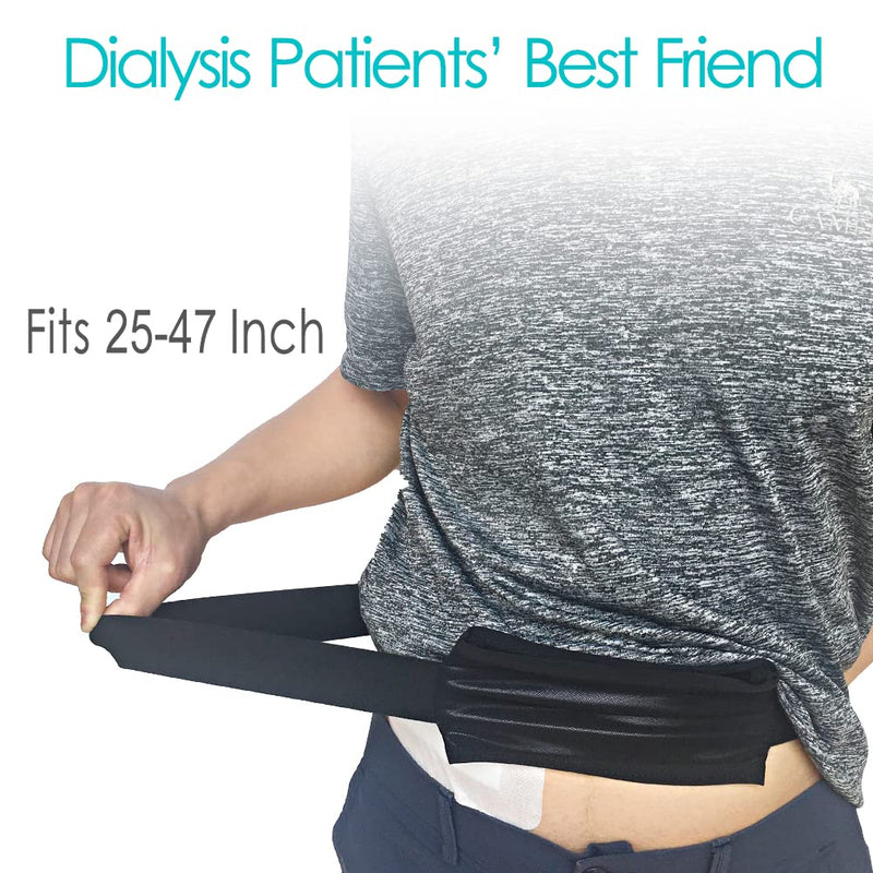 [Australia] - Breathable PD Belt Peritoneal Dialysis Catheter Holder with Mesh Pouch Stretch for Peg/G/J Feeding Tube Accessories Transfer Set Abdominal Stomach Fixation Medical Nursing Supplies Men Women Black 