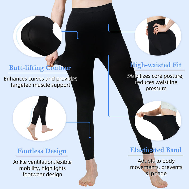 [Australia] - 20-30mmHg Medical Compression Pantyhose, Women Compression Stockings & Leggings, Opaque Footless High Waist Opaque Compression Tights for Varicose Veins, Graduated Support Hose for Doctor L Black 