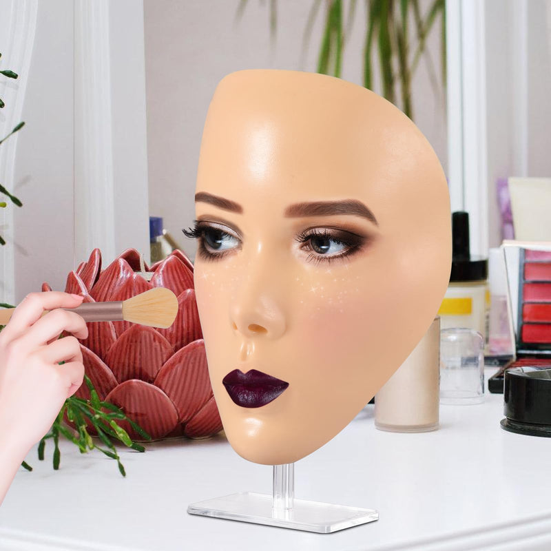 [Australia] - 3D Makeup Practice Kit, Reusable Silicone Practice Face Board/Makeup Mannequin Face,with Brushes&Eyebrow Pencils&Eyelashes&Bag&Eyeshadow&Lipstick 
