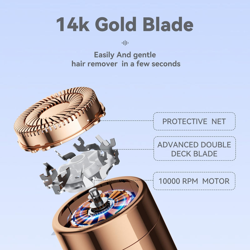 Facial Hair Remover for Women Ladies Upper Lip Hair Removal Electric Face Shaver with Rechargeable Battery Brush (Blue) Blue