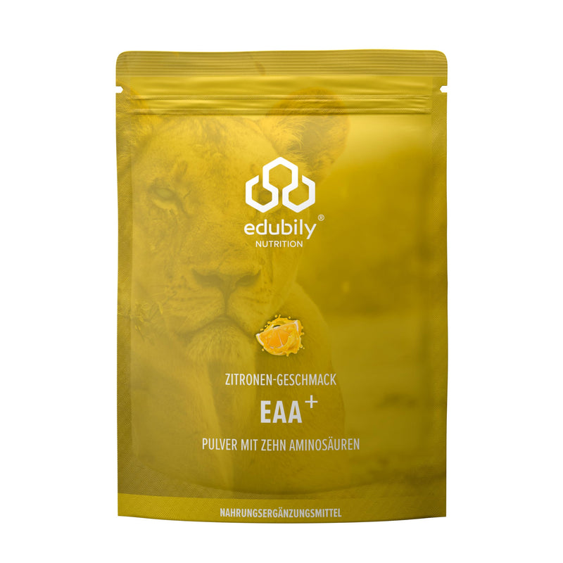 [Australia] - edubily nutrition® EAA powder • High-quality vegan amino acid complex made of 10 essential amino acids (EAAs) • Lemon flavor • Sweetened with stevia • 400 g lemon 