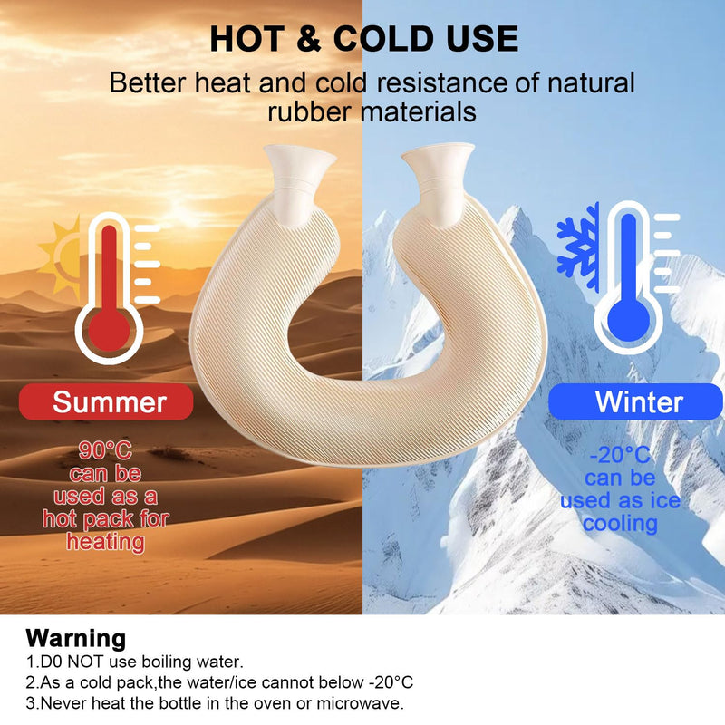 [Australia] - Hot water bottle neck, Vintoney 2L neck hot water bottle neck, shoulder & back pain neck pillow bed bottle ensures warmth comfort gift for women mother father with soft cover 2L capacity 