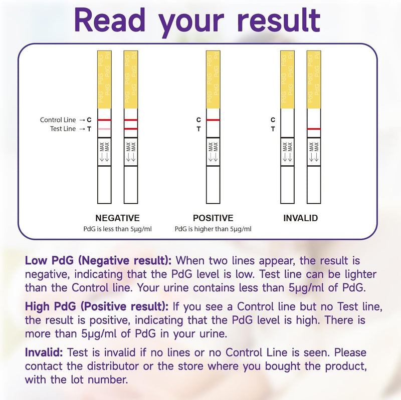 PdG Test Strips,Track Ovulation Insights with Progesterone Urine Tests – Home Fertility Test for Women - PdG (Pregnanediol Glucuronide) 5 Count Progesterone Test Strips 5 Test Envelop