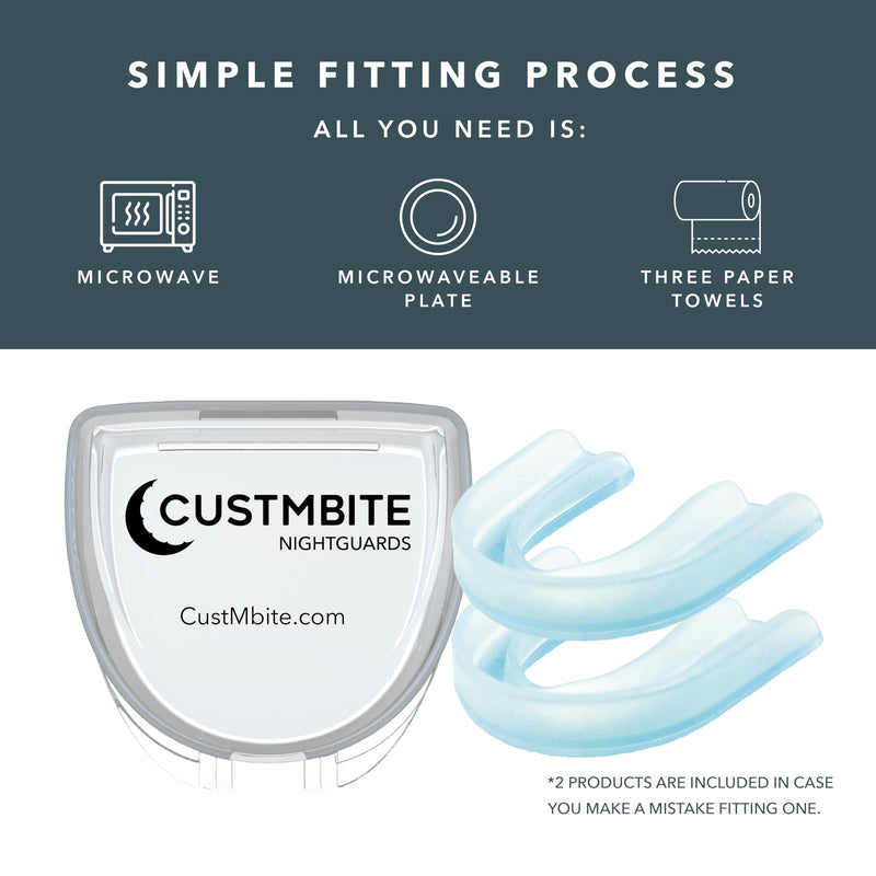 CUSTMBITE Premium Pro+ Night Guard with BiteGuard Technology, 2 Pack with Mouth Guard Case, USA Made, Mouth Guard for Grinding Teeth at Night, Bruxism NightGuard