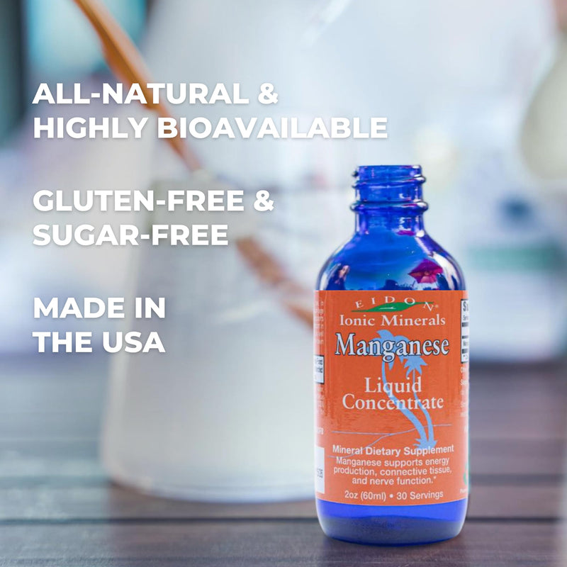 [Australia] - Eidon Ionic Minerals Liquid Manganese - Manganese Chloride Drops Supplement, Mineral Drops for Water, Supports Bone and Cartilage Health, Energy and Strength, Proper Digestive Tract Function, 2 oz 