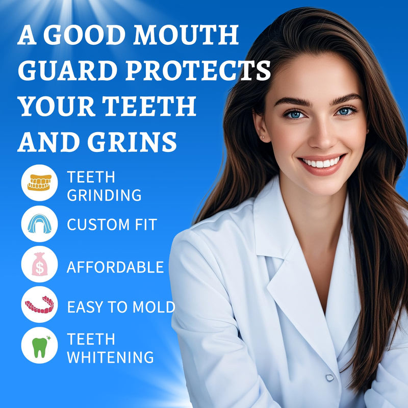 Night Guard for Teeth Grinding & Clenching – BPA-Free Dental Mouth Guard for Sleeping, Adults – 4 Pack with Case (2 Sizes) – Comfortable Nighttime Protector