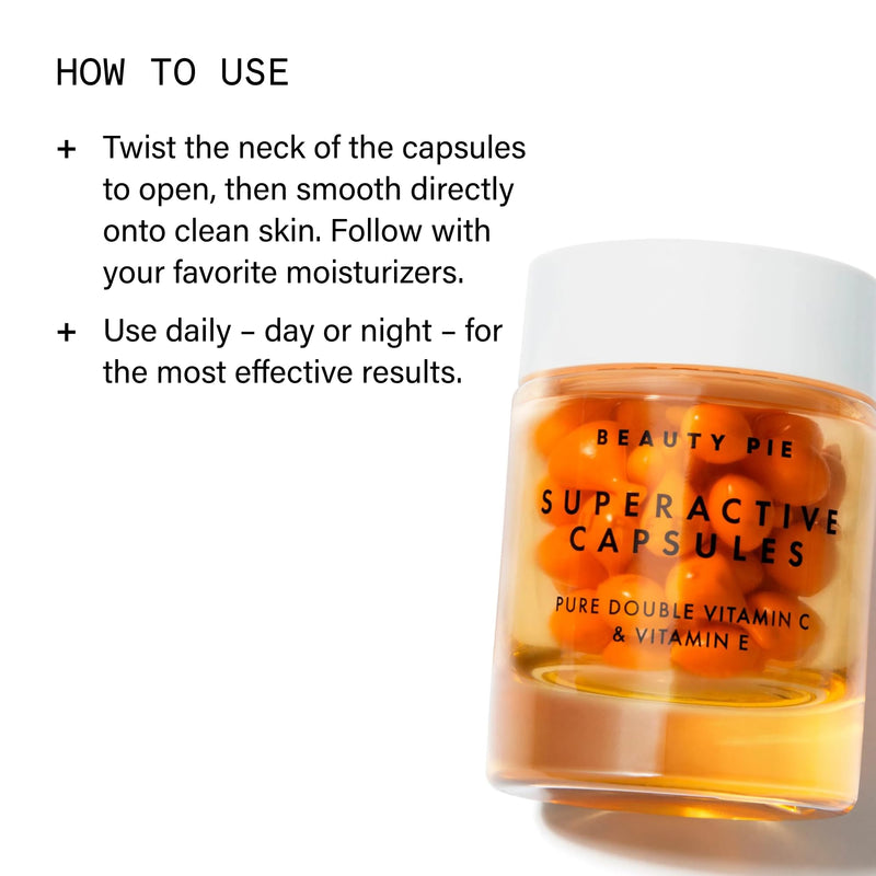 Beauty Pie Superactive Vitamin C & E Capsules | Skin Firming Antioxidant | Vitamin C Capsules | Potent Antioxidant Capsules | Helps Improve Firmness & Radiance | Skin Firming Serum Pure Double Vit C & E Serum