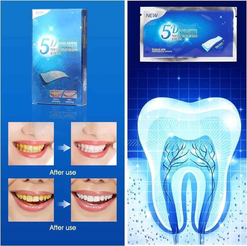 New 5D Teeth Whitening Strips, Tooth Whitening Kits, at Home Teeth whitening Strips, Teeth Whitening Strips Teeth Whitener 14 Packs 28 Pcs