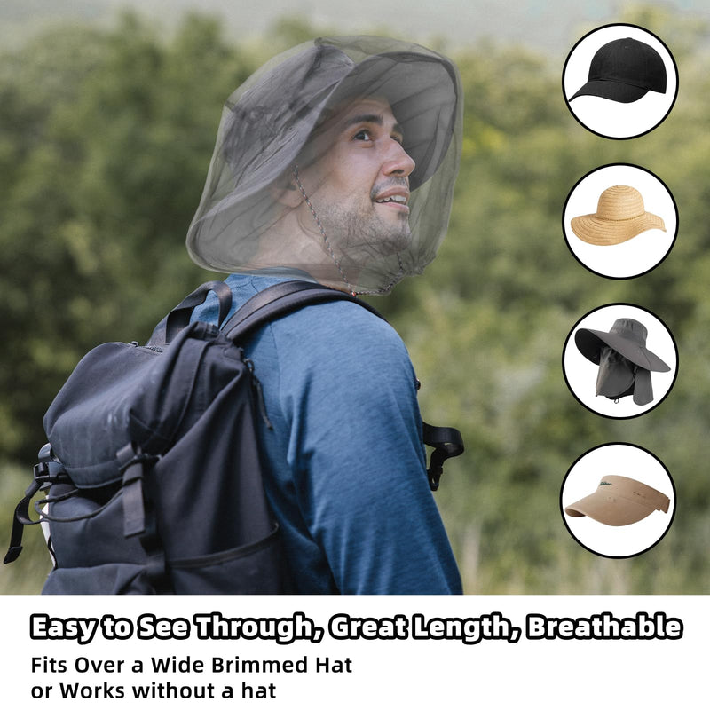 [Australia] - 8 Pack Gray Mosquito Covers Wearable Head Net Face Mesh Protecting Net Mosquito Fly Insects Bugs Preventing for Outdoor Hiking Camping 