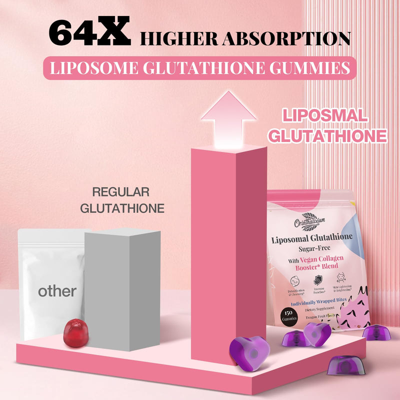 [Australia] - Liposomal Glutathione Gummies 1000MG - Sugar Free Reduced L-Glutathione with Vitamin C & Vegan Collagen - Antioxidant & Skin Wellness - 150 Count 150 Count (Pack of 1) 